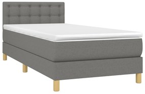 vidaXL Κρεβάτι Boxspring με Στρώμα &amp; LED Σκ.Γκρι 80x200 εκ. Υφασμάτινο