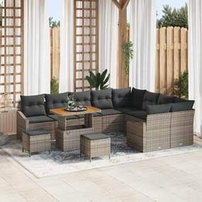 vidaXL Σετ Καναπέ Κήπου με μαξιλάρι 12 pcs Γκρι Πολυ ράταν