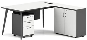 Γραφείο Status ΕΟ900,1 160x80/40x75cm White-Grey