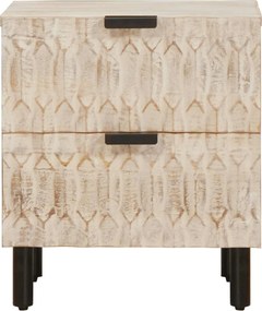 vidaXL Κομοδίνο 2 pcs Λευκό 40 x 33 x 46 εκ. Στερεό ξύλο μάνγκο