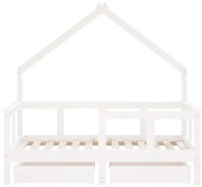 Πλαίσιο Παιδ. Κρεβατιού με Συρτάρια Λευκό 70x140εκ. Μασίφ Πεύκο - Λευκό