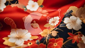 Intra Συλλεκτικό Ξύλινο Παζλ Plywood 4mm - Κόκκινο φλοράλ ύφασμα με χρυσές και μαύρες πινελιές Σε Ξύλινο Κουτί - Διαστάσεις Puzzle: 10x10 cm – 25 κομμάτια