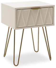 Nightstand Isla in white painting-golden color 42x35x55cm 42x35x55 εκ.