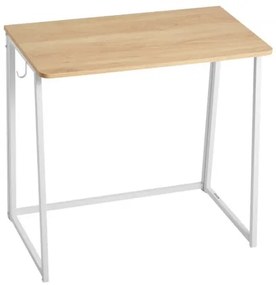 VEVOR Folding Desk, 80 cm Small Foldable Table for Compact Spaces, Space Saving Computer Table, Sturdy Particleboard with Storage Hooks, Writing Workstation for Home Office, Easy Assembly, Oak