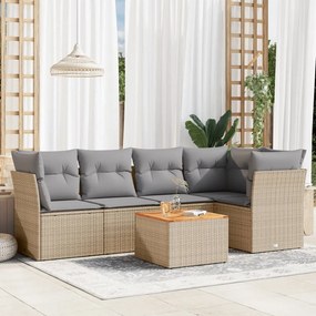 vidaXL Patio Sofa Set 5-θέσια Μικτό μπεζ και γκρι