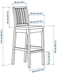 EKEDALEN σκαμπό μπαρ με πλάτη 104.005.40