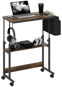 HOMCOM Ρυθμιζόμενο ύψος γραφείο με κλίση επιφάνειας εργασίας, τροχούς, ράφι αποθήκευσης, για γραφή, ανάγνωση, σχέδιο, καφέ