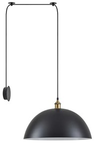 SE21-BR-10-BL1W-MS50 MAGNUM Bronze Metal Wall Lamp with Black Fabric Cable and Metal Shade+