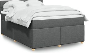 vidaXL Κρεβάτι Boxspring με Στρώμα Σκούρο Γκρι 140x200 εκ Υφασμάτινο