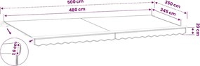 vidaXL Ανταλλακτικό Ύφασμα Τέντας Καφέ 500x350 εκ. Πολυεστέρας
