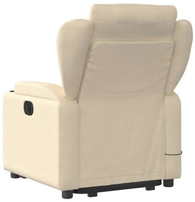 vidaXL Πολυθρόνα Μασάζ Ηλεκ. Ανακλινόμενη με Ανύψωση Κρεμ Υφασμάτινη