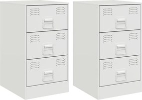vidaXL Κομοδίνα 2 τεμ. Λευκό 34,5x39x62 εκ. από Χάλυβα