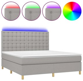 vidaXL Κρεβάτι Boxspring με Στρώμα &amp; LED Αν.Γκρι 160x200εκ. Υφασμάτινο