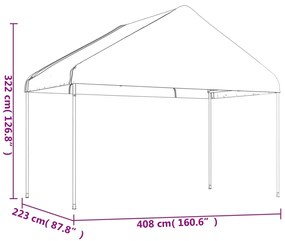 Κιόσκι με Τέντα Λευκό 17,84 x 4,08 x 3,22 μ. από Πολυαιθυλένιο - Λευκό