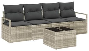 vidaXL Σετ Καναπέ Κήπου 5 pcs Ανοιχτό γκρι, Σκουρό Γκρι