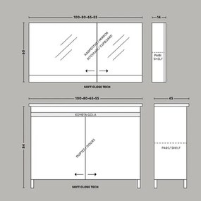 One Project Creta 100  MDF - Πάγκος με Νιπτήρα &amp; Καθρέπτη