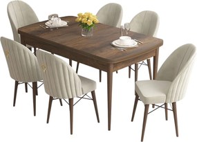 Extendable Dining Table &amp; Chairs Set (7 Pieces) Roz - Baroque, Cream Baroque
Cream