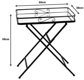 Τραπέζι Joene Inart μαύρο μέταλλο-γυαλί καθρέπτη 60x38x68εκ 60x38x68 εκ.