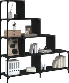 vidaXL Βιβλιοθήκη Σκάλα 4 Ράφια Μαύρη 139x33,5x149 εκ. Επεξεργ. Ξύλο