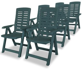 Καρέκλες Κήπου Ανακλινόμενες 6 τεμ. Πράσινες Πλαστικές - Πράσινο
