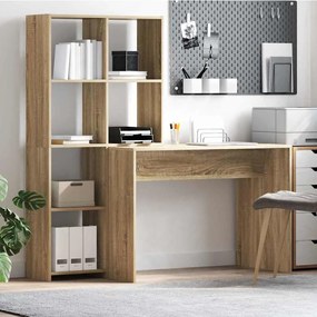 vidaXL Γραφείο Δρύς Sonoma 138,5 x 55 x 143 εκ Επεξεργασμένο ξύλο