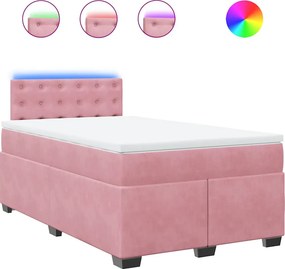 vidaXL Κρεβάτι Boxspring με Στρώμα Ροζ 120x190 εκ. Βελούδινο