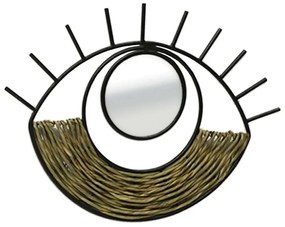 Καθρέπτης Τοίχου Mati 11-0306 48x2x36cm Natural-Black Metal,Seagrass