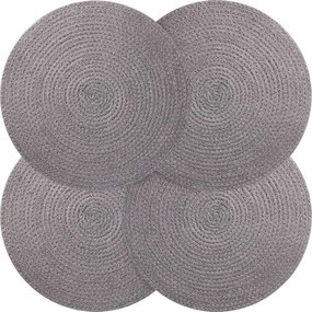 vidaXL Γιούτα Σουβέρ 4 pcs Γκρι Ø 30 cm 100% Γιούτα Τοσσά