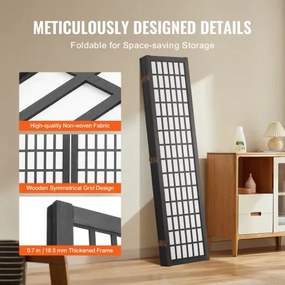 VEVOR Room Divider Japanese Wall Divider 4 Pane for Room Separation (Black)