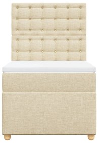 vidaXL Κρεβάτι Boxspring με Στρώμα Κρεμ 100 x 200 εκ. Υφασμάτινο