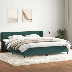 Box Spring Κρεβάτι με στρώματα Σκούρο πράσινο Βελούδινο - Πράσινο