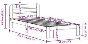 Σκελετός Κρεβ. Χωρίς Στρώμα Καφέ Κεριού 90x200 εκ Μασίφ Πεύκο - Καφέ