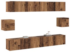vidaXL Σετ επίπλου τηλεόρασης 6 pcs Παλαιό ξύλο 100 x 30 x 30 cm ξύλο