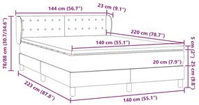 Box Spring κρεβάτι με στρώμα σκούρο μπλε 140x220 cm Βελούδινο - Μπλε