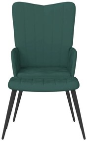 vidaXL Πολυθρόνα Relax Σκούρο Πράσινο Βελούδινη με Σκαμπό