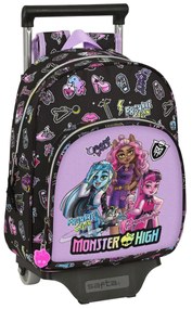 Σχολική Τσάντα με Ρόδες Monster High Creep Μαύρο 28 x 34 x 10 cm