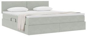vidaXL Κρεβάτι Αποθήκης με στρώμα Ανοιχτό γκρι 180 x 200 cm Βελούδο