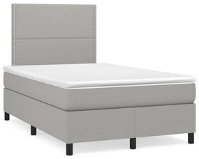 vidaXL Κρεβάτι Boxspring με Στρώμα & LED Αν.Γκρι 120x190εκ. Υφασμάτινο