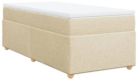 vidaXL Κρεβάτι Boxspring με Στρώμα Κρεμ 90x200 εκ.Υφασμάτινο