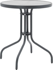 Tραπεζαρία Watson-Sussie pakoworld σετ 3τεμ μέταλλο ανθρακί-γυαλί Φ60x70εκ