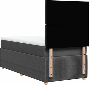 vidaXL Κρεβάτι Boxspring με Στρώμα Σκούρο Γκρι 90x200 εκ. Υφασμάτινο