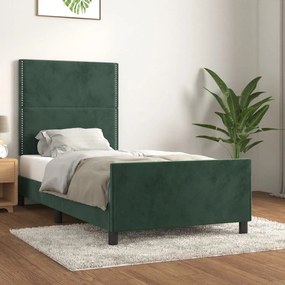 Πλαίσιο Κρεβατιού με Κεφαλάρι Σκ. Πράσινο 80x200 εκ. Βελούδινο