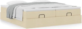 vidaXL Οθωμανικό κρεβάτι με στρώματα Κρέμα 180x200cm ύφασμα
