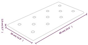 Πάνελ Τοίχου 12 τεμ. Κρεμ 60 x 30 εκ. 2,16 μ² Συνθετικό Δέρμα - Κρεμ