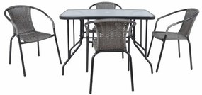 Σετ Τραπέζι και καρέκλες Mesa 115, Επεξεργασμένο γυαλί, Μέταλλο, Πλαστικό ψάθινο | Epipla1.gr