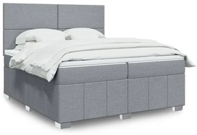 vidaXL Κρεβάτι Boxspring με Στρώμα Ανοιχτό Γκρι 200x200 εκ. Υφασμάτινο