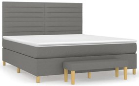 vidaXL Κρεβάτι Boxspring με Στρώμα Σκούρο Γκρι 160x200 εκ Υφασμάτινο