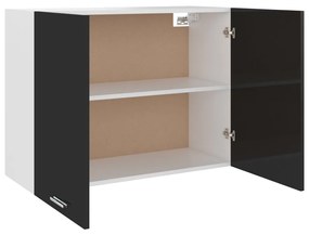 vidaXL Ντουλάπι Κρεμαστό Γυαλιστερό Μαύρο 80x31x60 εκ. από Μοριοσανίδα