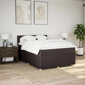 vidaXL Κρεβάτι Boxspring με Στρώμα Σκούρο Καφέ 160x200 εκ Υφασμάτινο