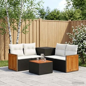vidaXL Σετ Καναπέ 6 τμχ. Μαύρο και Κρεμ Λευκό 55 x 55 x 37 εκ